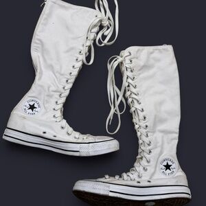Converse All Star Women's White Knee-High Lace-Up Sneakers